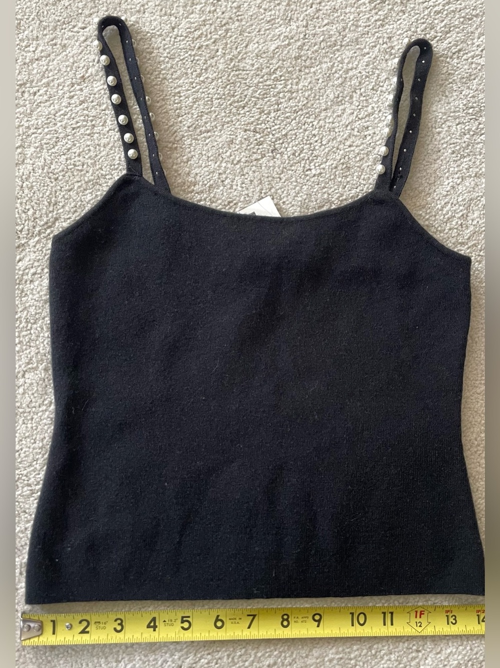 INC International Concepts Black Pearl-Stud Knit Camisole